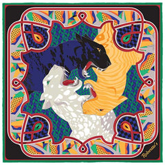 Les Pantheres Spanish Green Pocket Square