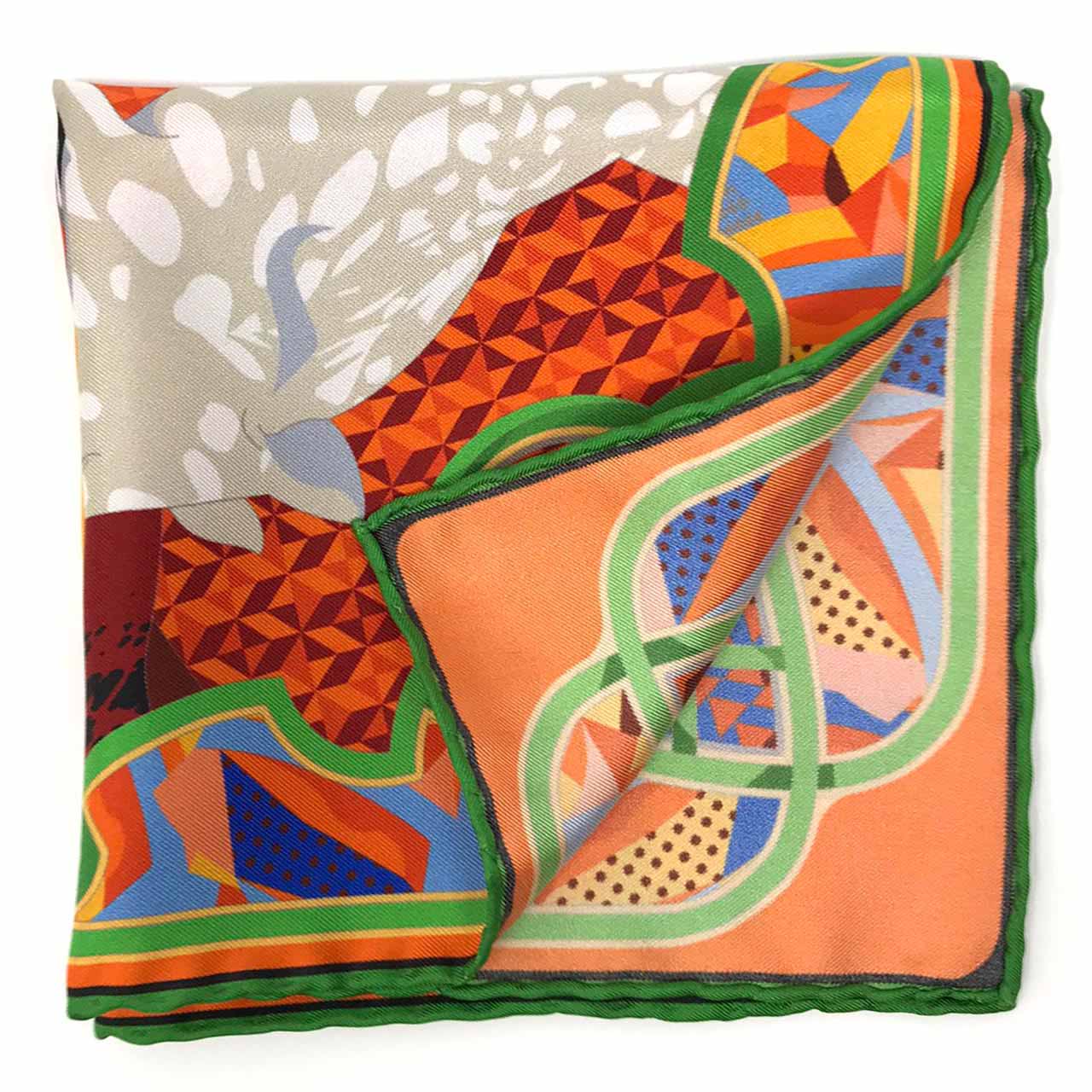 Les Pantheres Emerald Green Pocket Square