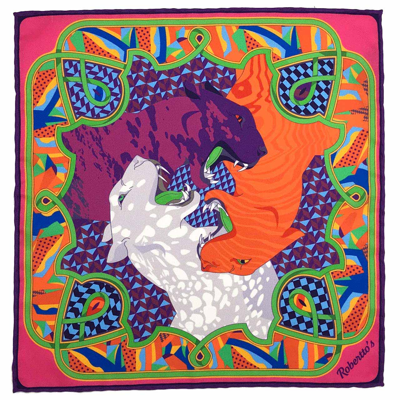 Les Pantheres Dark Magenta Pocket Square