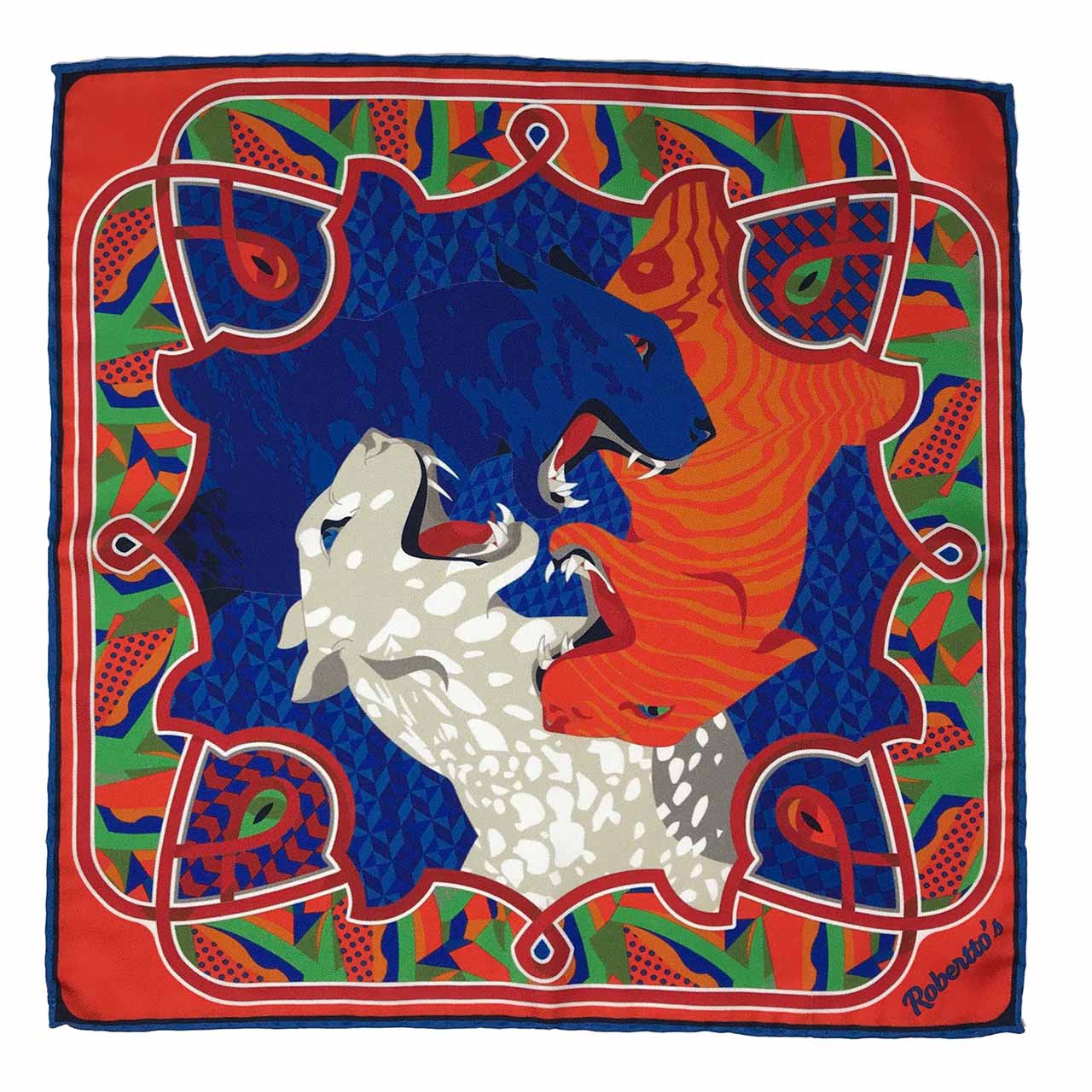 Les Pantheres Soft Cobalt Blue Pocket Square