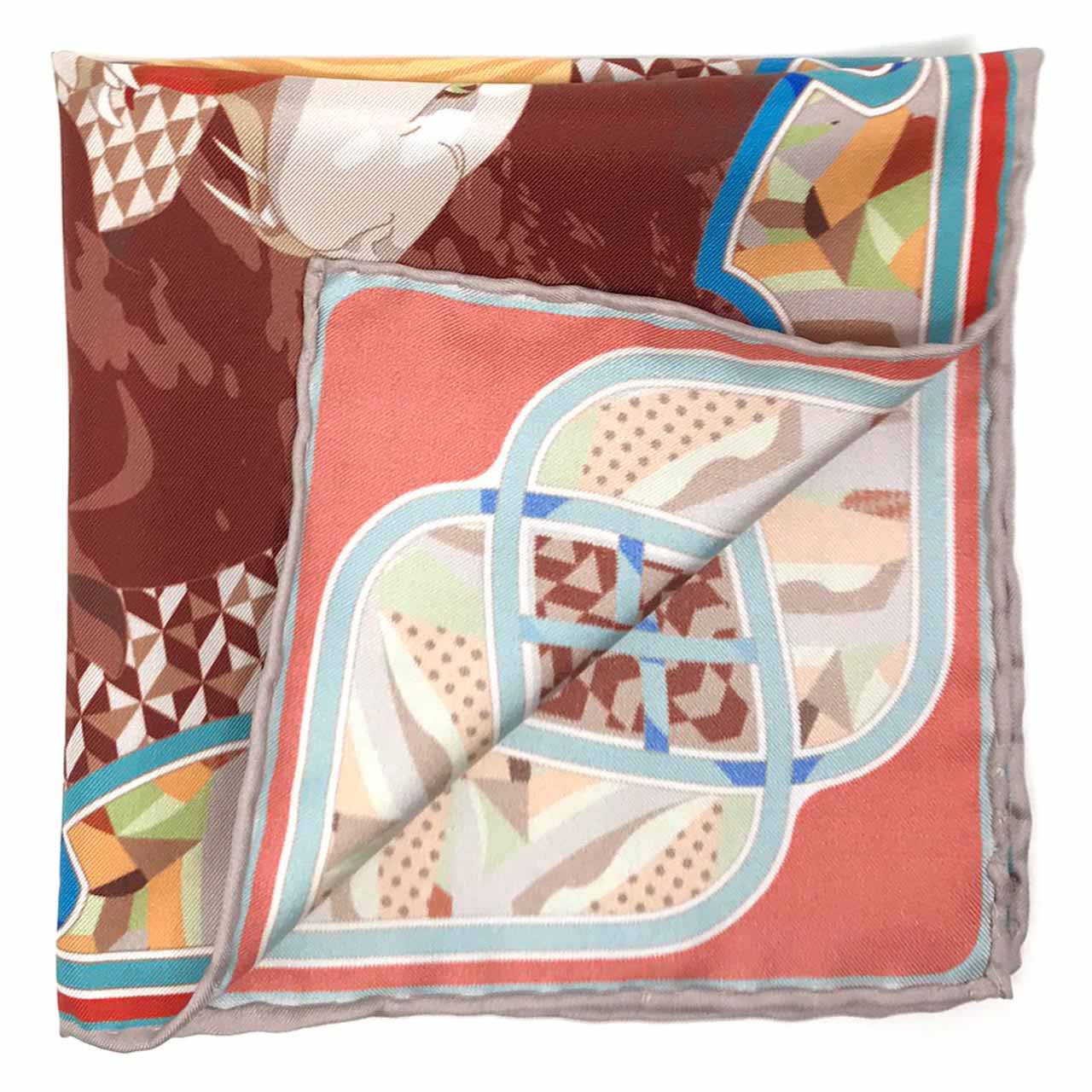 Les Pantheres Mushroom Grey Pocket Square
