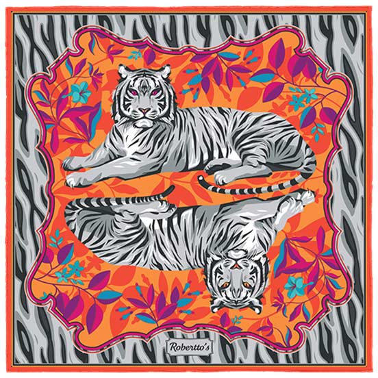 Tyger Tyger Orange Red Pocket Square