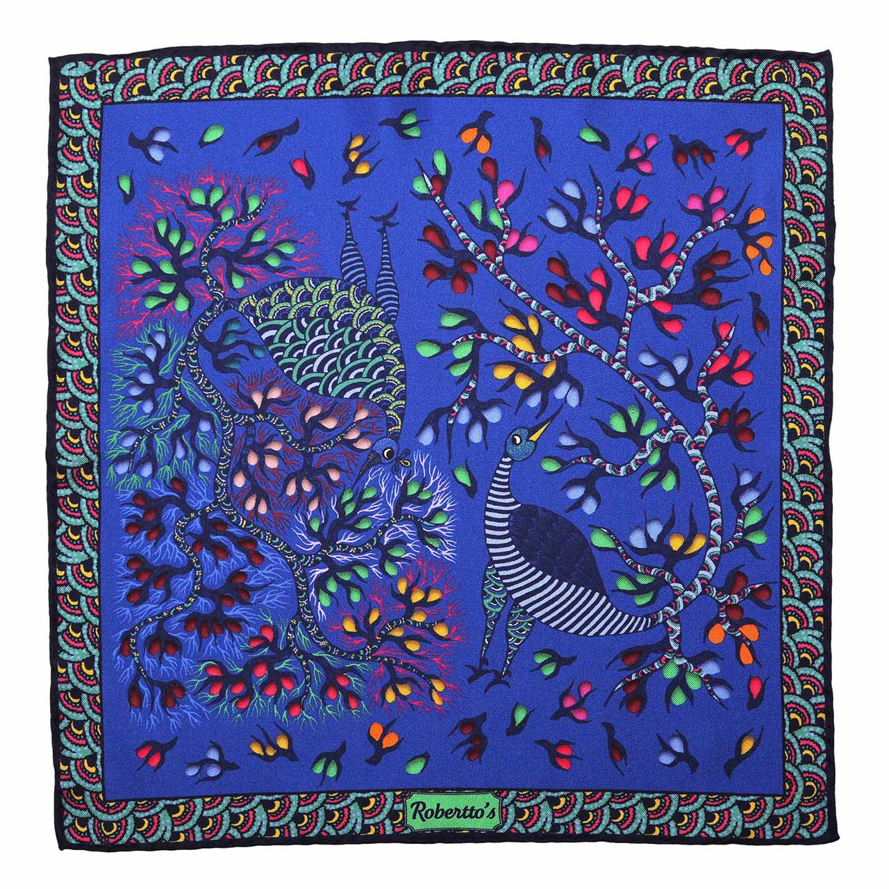 Pavo & Folia Sensual Blue Pocket Square