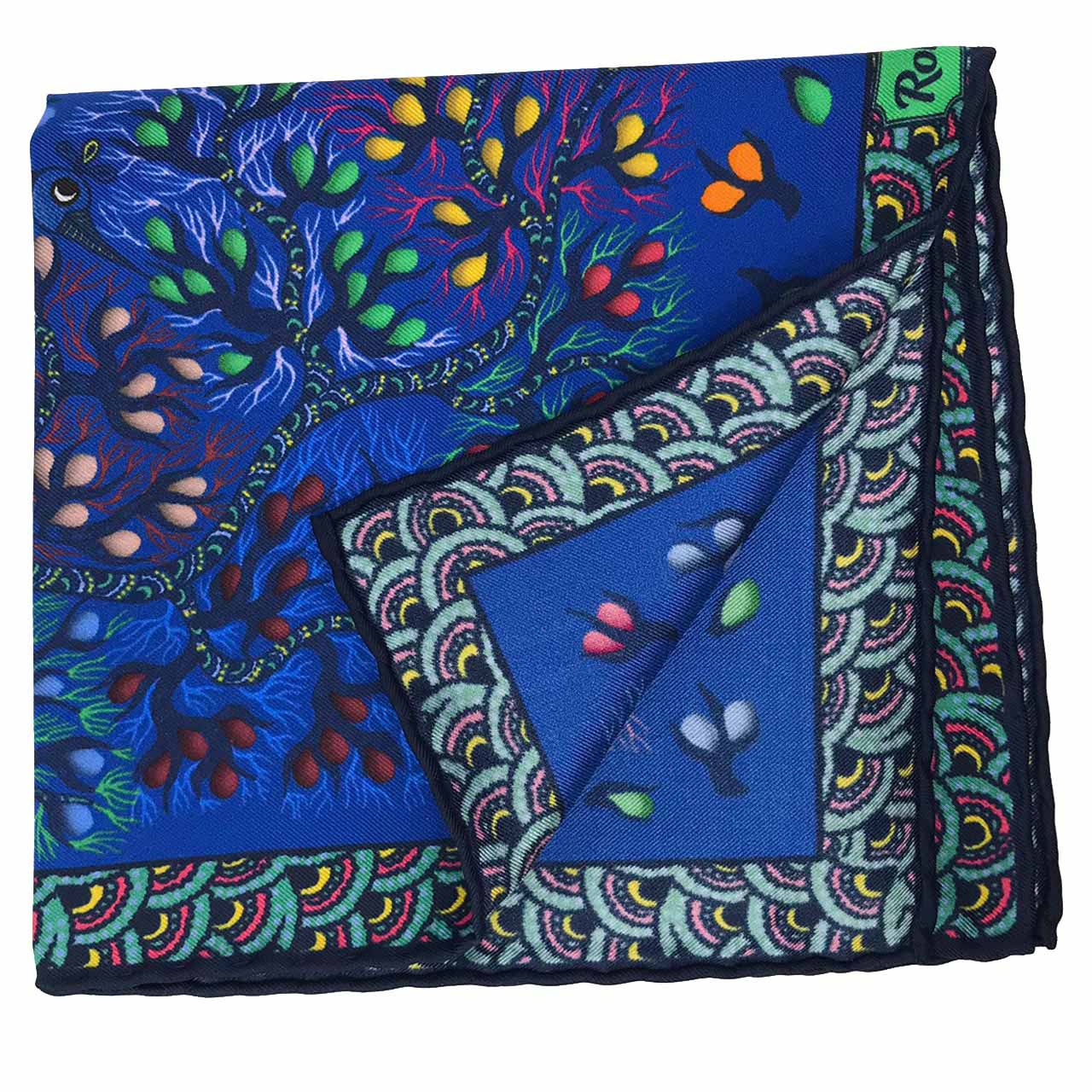 Pavo & Folia Sensual Blue Pocket Square