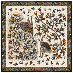 Pavo & Folia Cream Pocket Square
