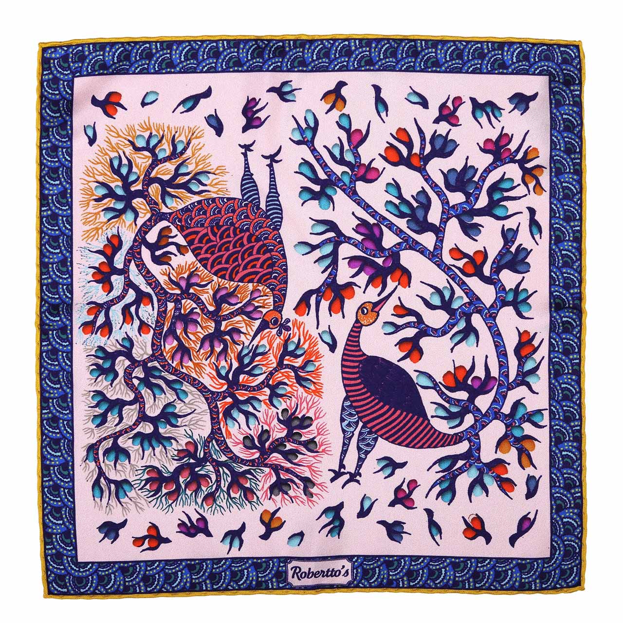 Pavo & Folia Pinkish Cream Pocket Square