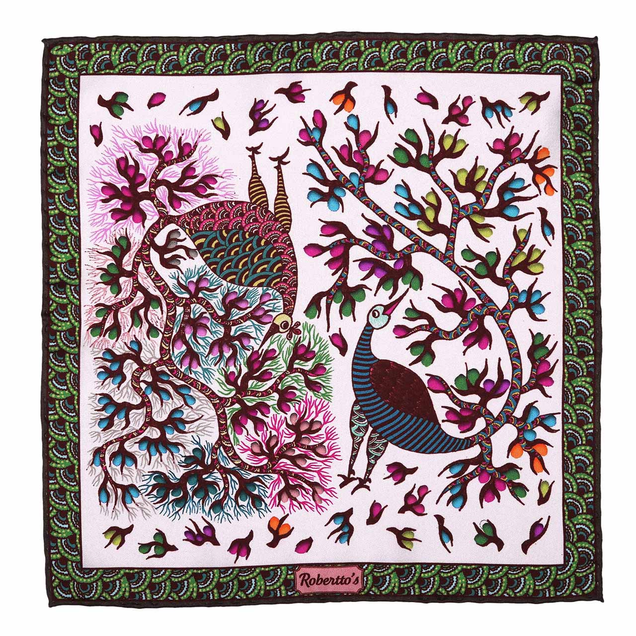 Pavo & Folia Powder White Pocket Square