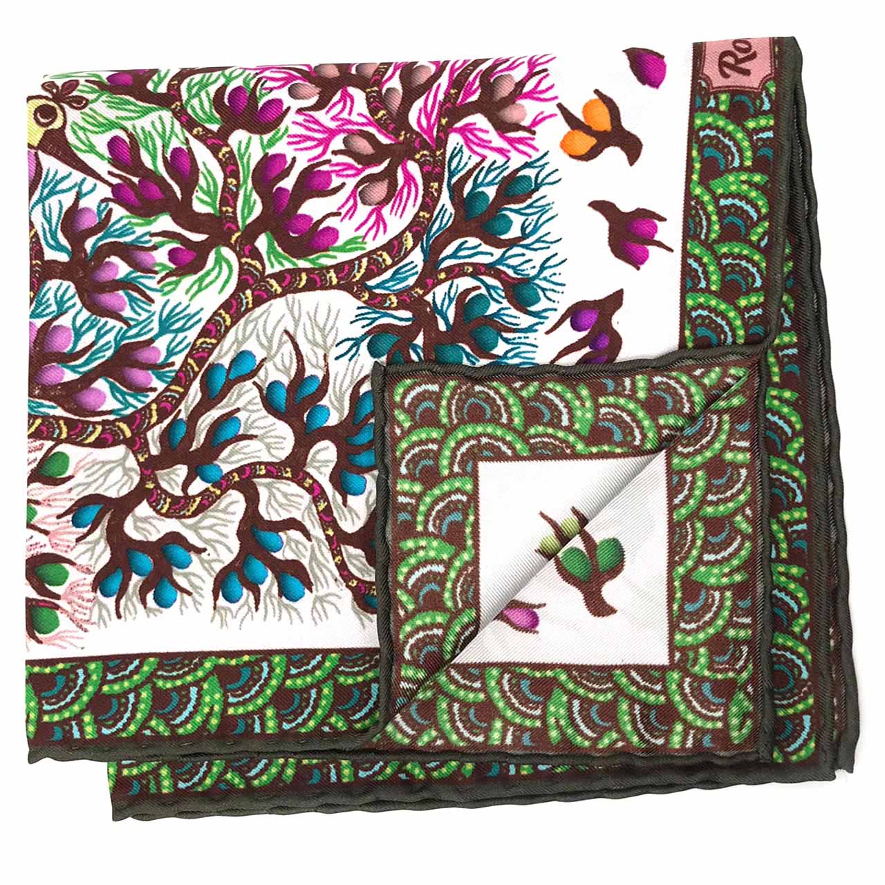 Pavo & Folia Powder White Pocket Square