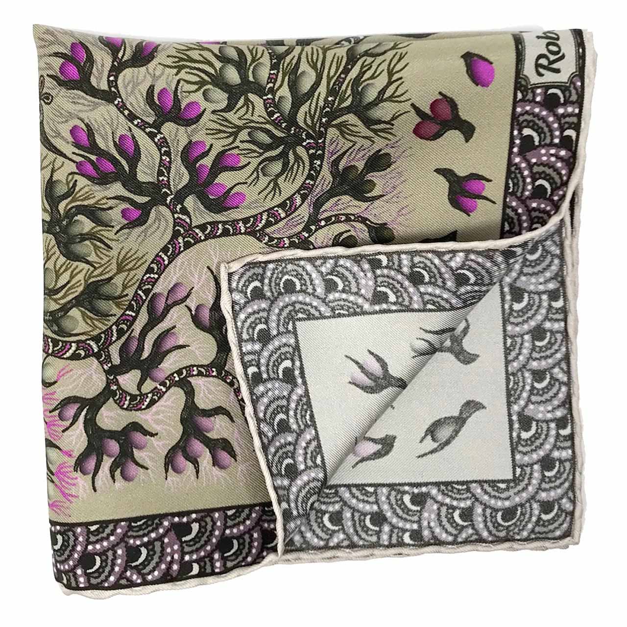 Pavo & Folia Kaki Pocket Square