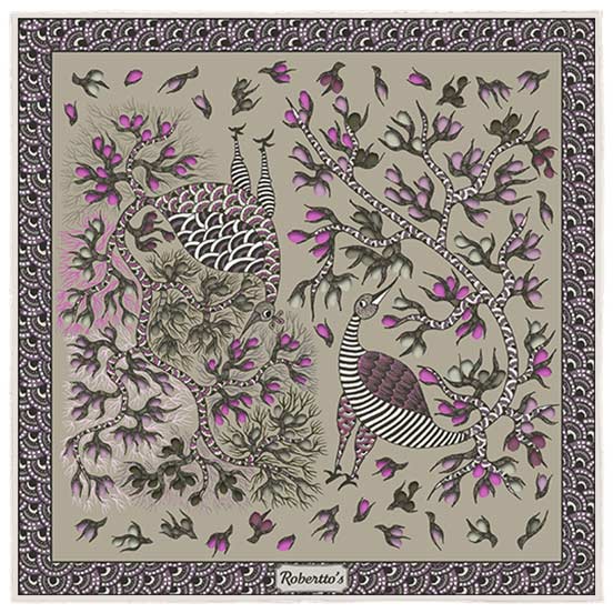 Pavo & Folia Kaki Pocket Square