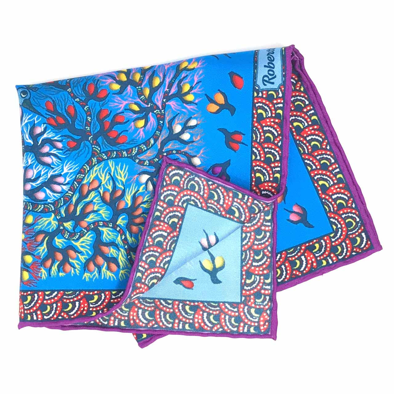 Pavo & Folia Turquoise Pocket Square