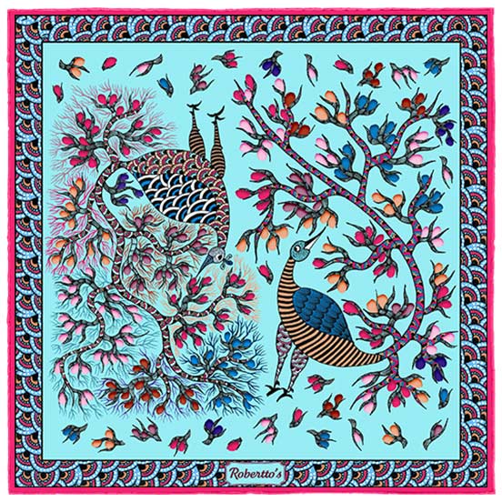 Pavo & Folia Arctic Blue Pocket Square