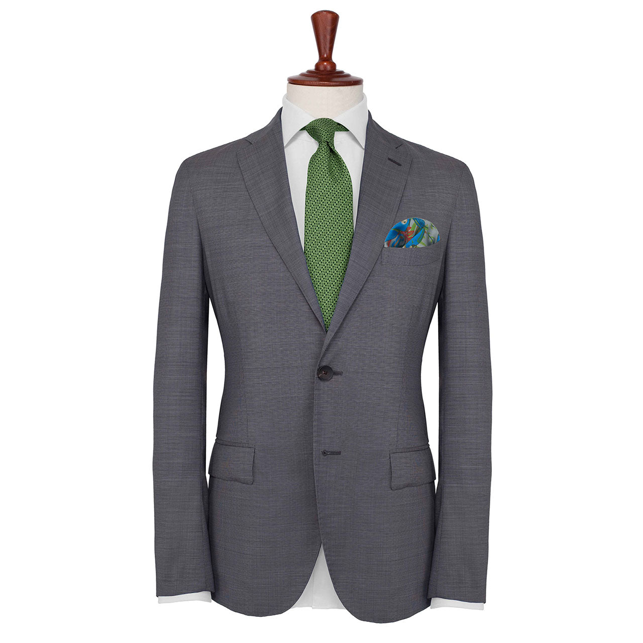 Feathers & Flowers Grey Pocket Square