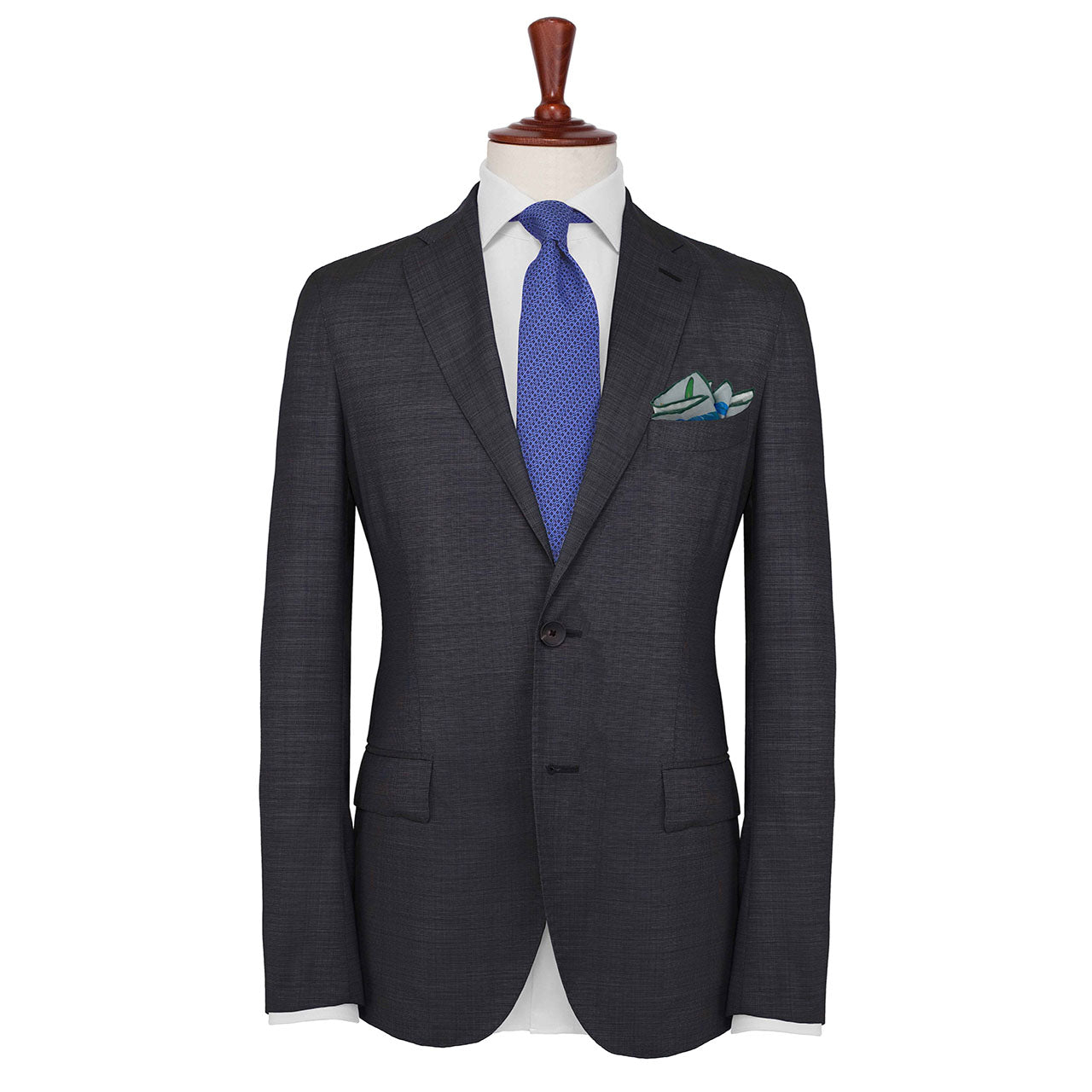 Feathers & Flowers Grey Pocket Square