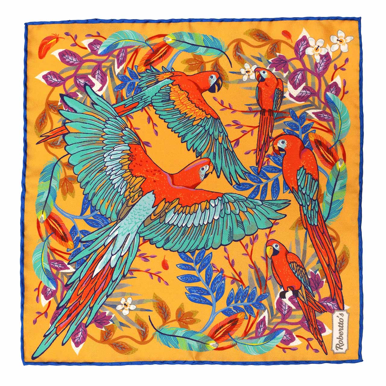 Feathers & Flowers Pastel Salmon Pocket Square