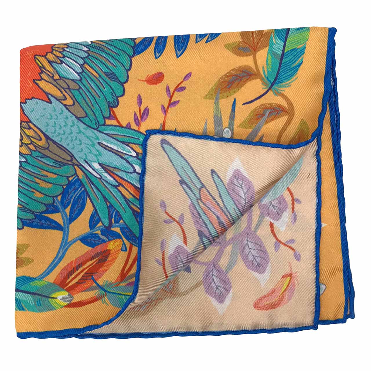 Feathers & Flowers Pastel Salmon Pocket Square