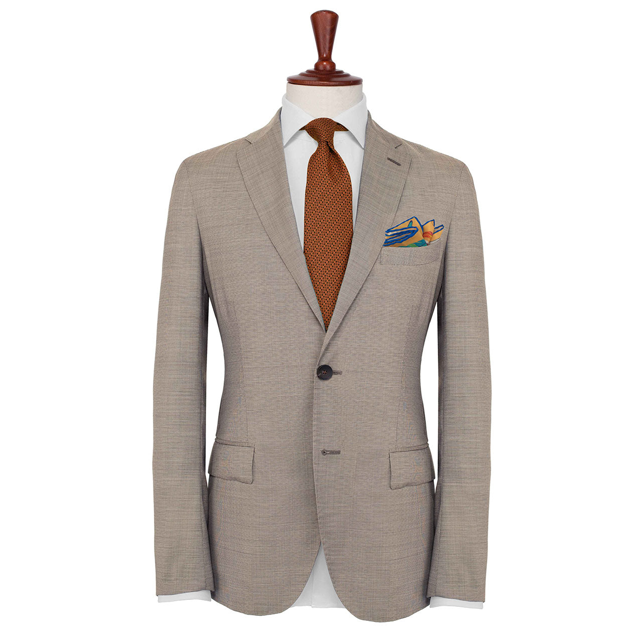 Feathers & Flowers Pastel Salmon Pocket Square