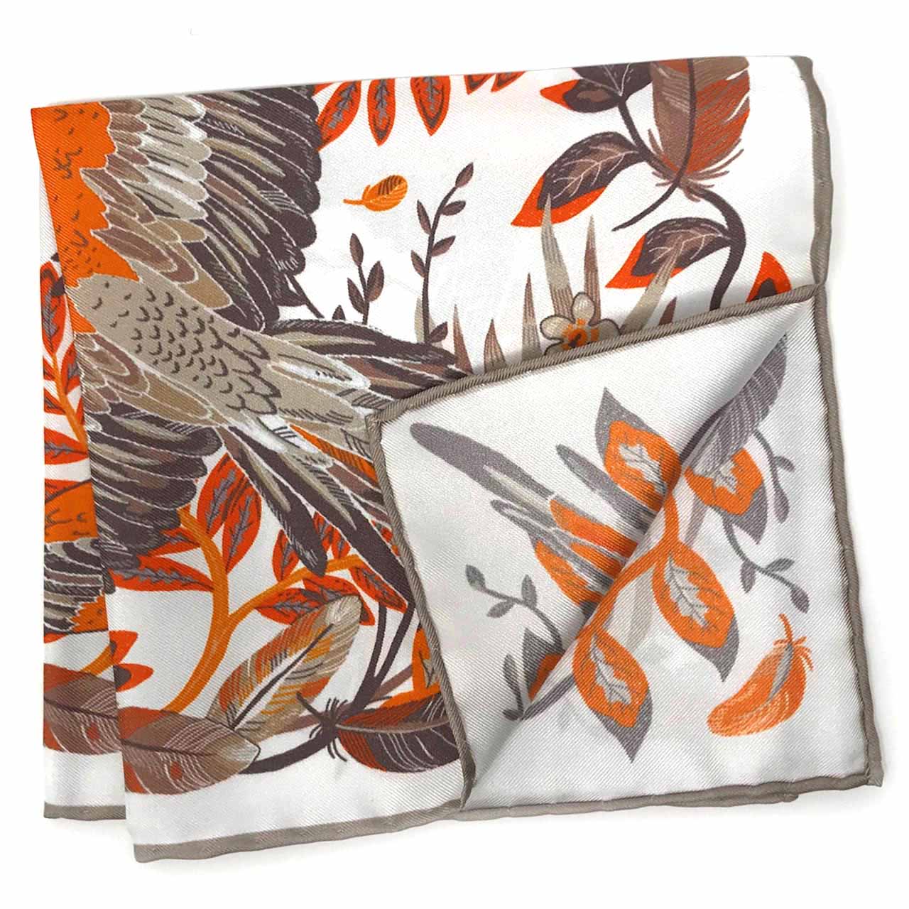 Feathers & Flowers White Pocket Square