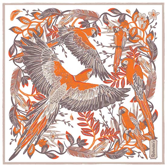 Feathers & Flowers White Pocket Square