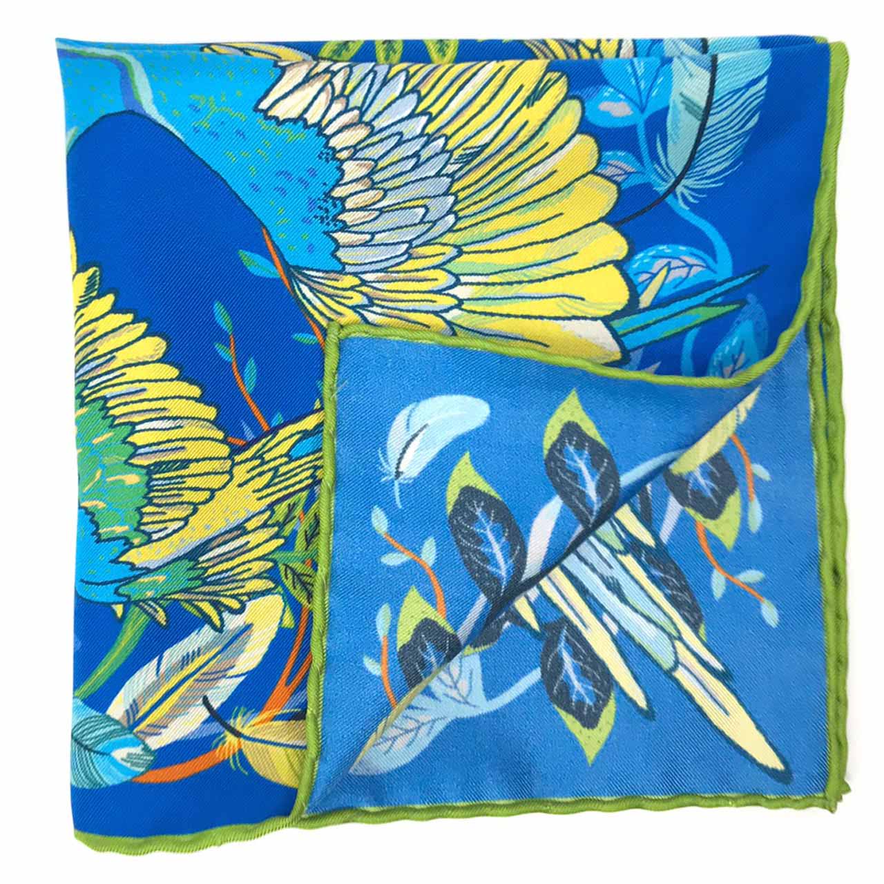 Feathers & Flowers Cobalt Blue Pocket Square