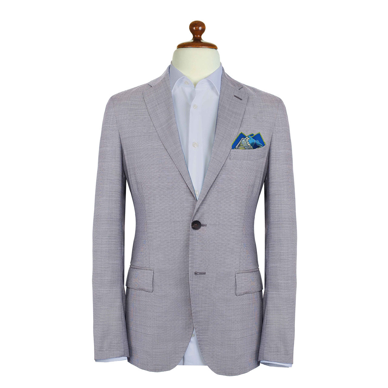 Feathers & Flowers Cobalt Blue Pocket Square