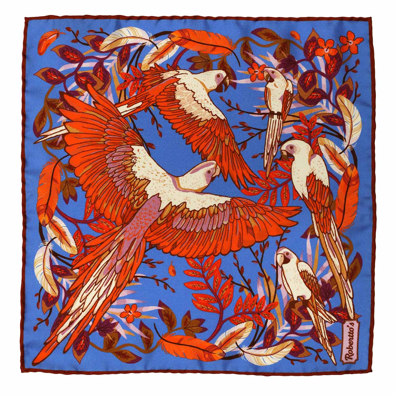Feathers & Flowers Sky Blue Pocket Square