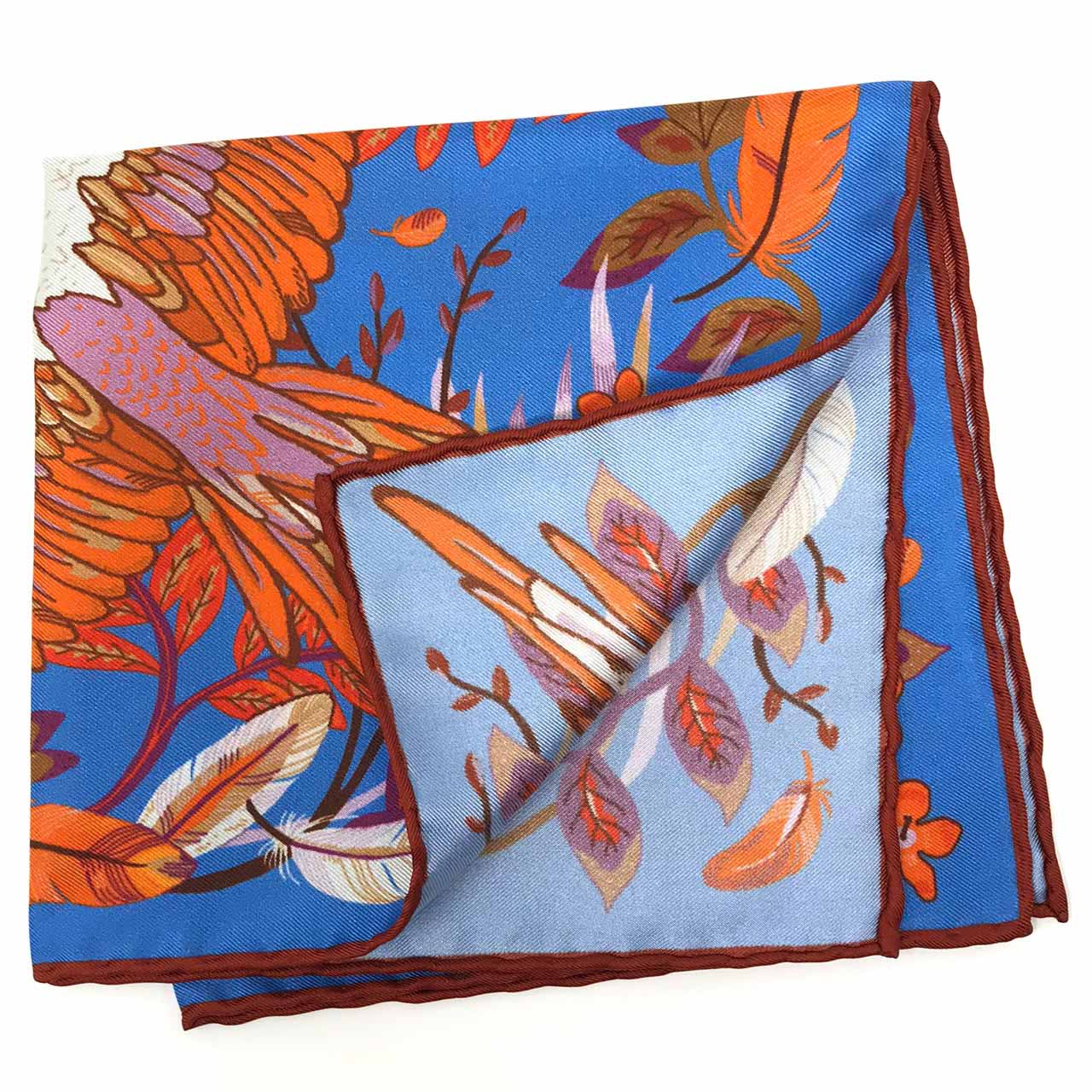 Feathers & Flowers Sky Blue Pocket Square
