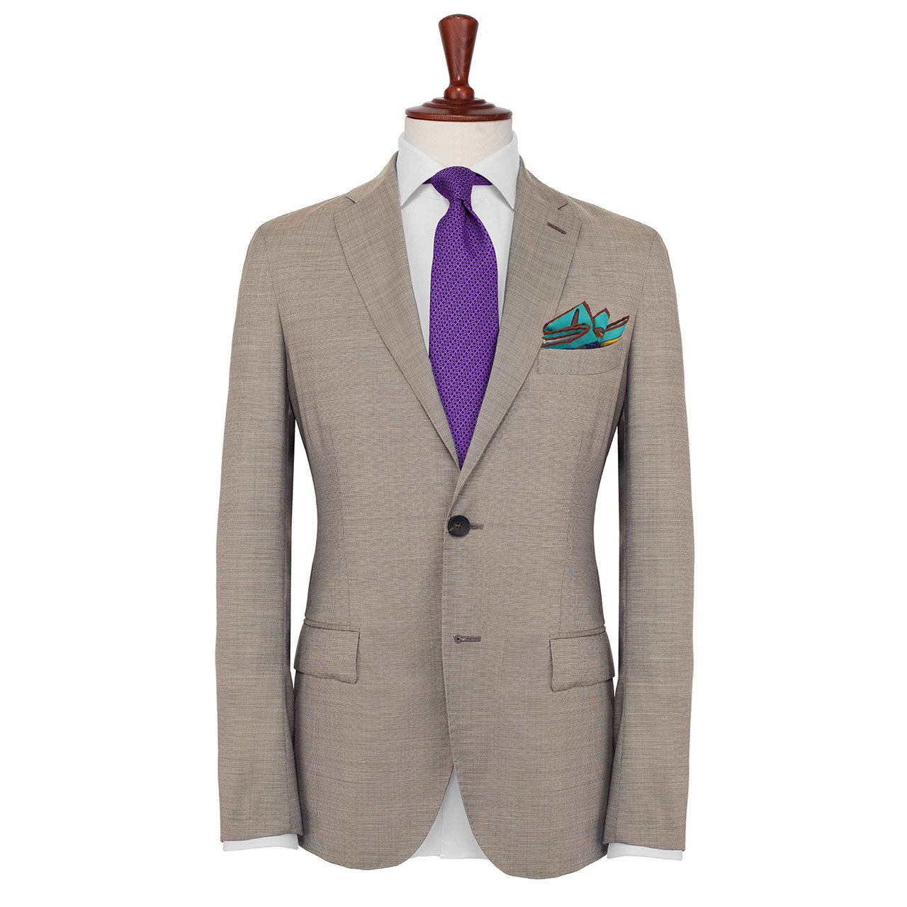 Feathers & Flowers Soft Turquoise Pocket Square