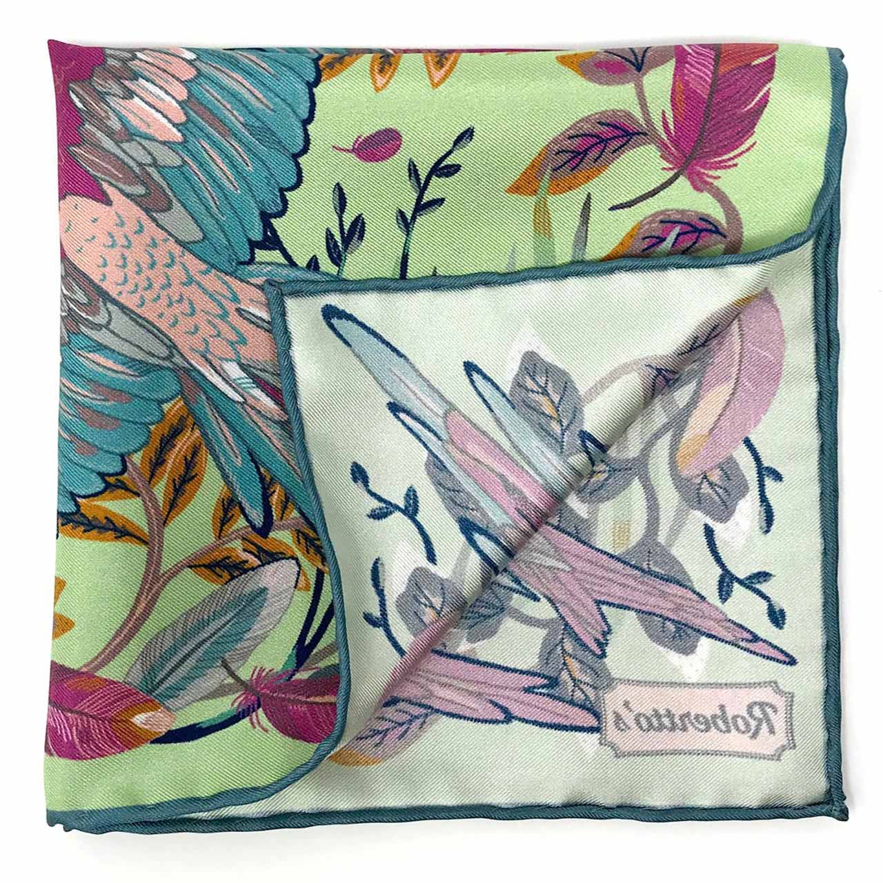 Feathers & Flowers Pastel Pistachio Pocket Square