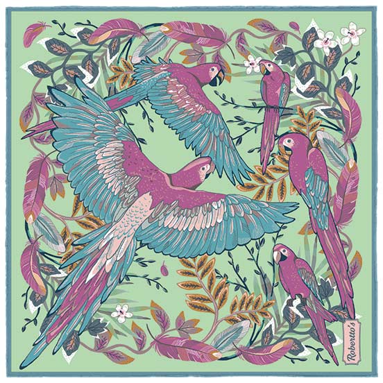 Feathers &amp; Flowers Pastel Pistachio Pocket Square