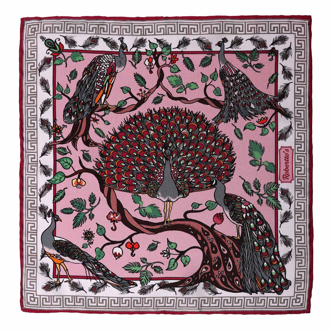 Peacock Paradise Bluish Pink Pocket Square