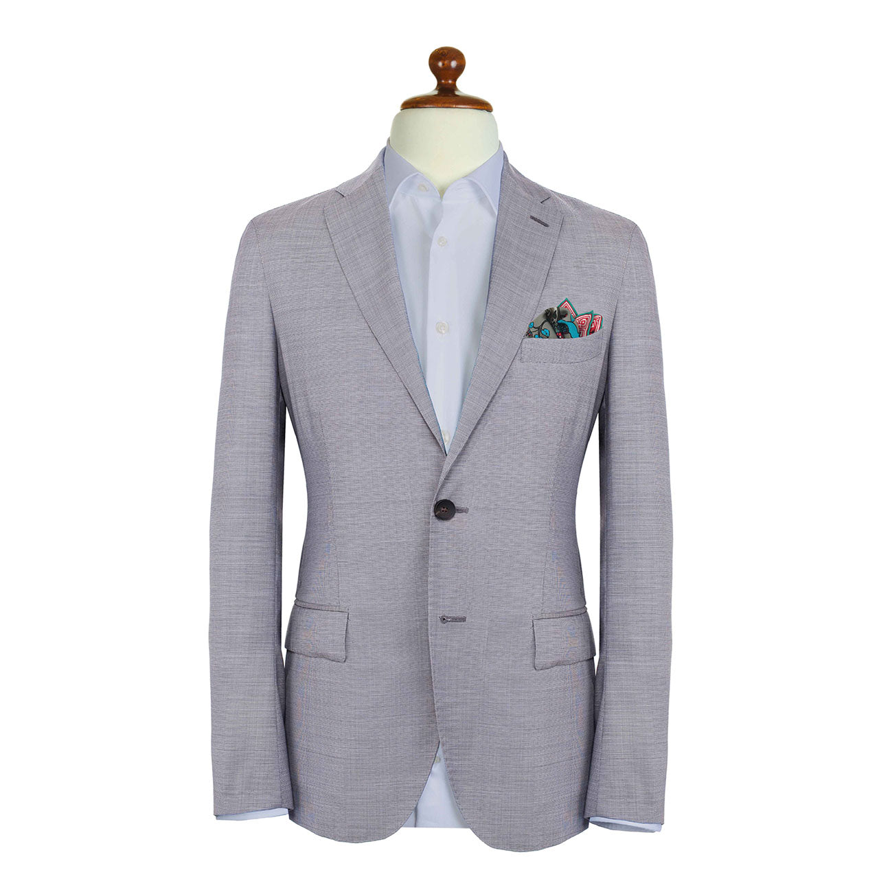 Peacock Paradise Pale Grey Pocket Square
