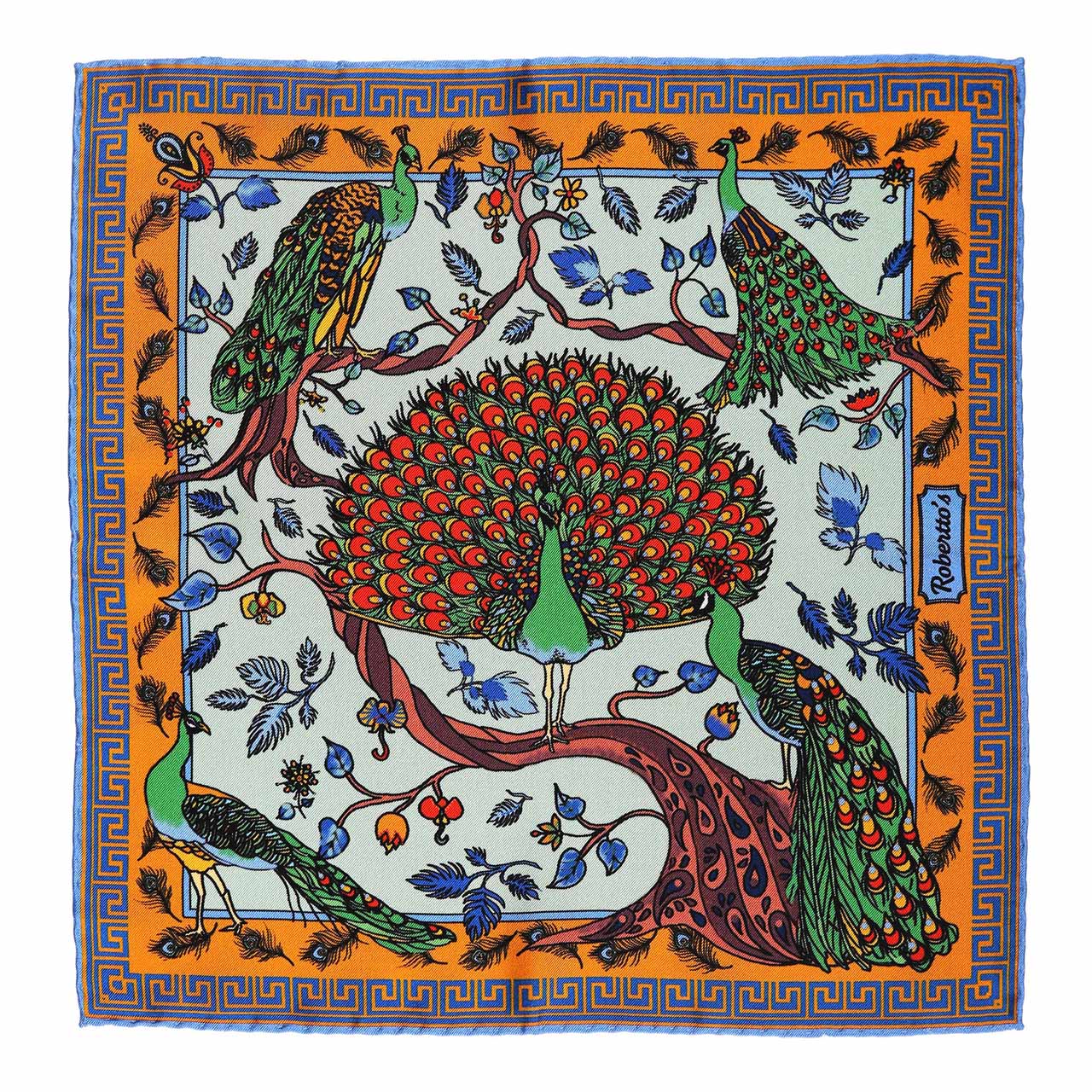 Peacock Paradise Light Mint Green Pocket Square