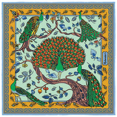 Peacock Paradise Light Mint Green Pocket Square