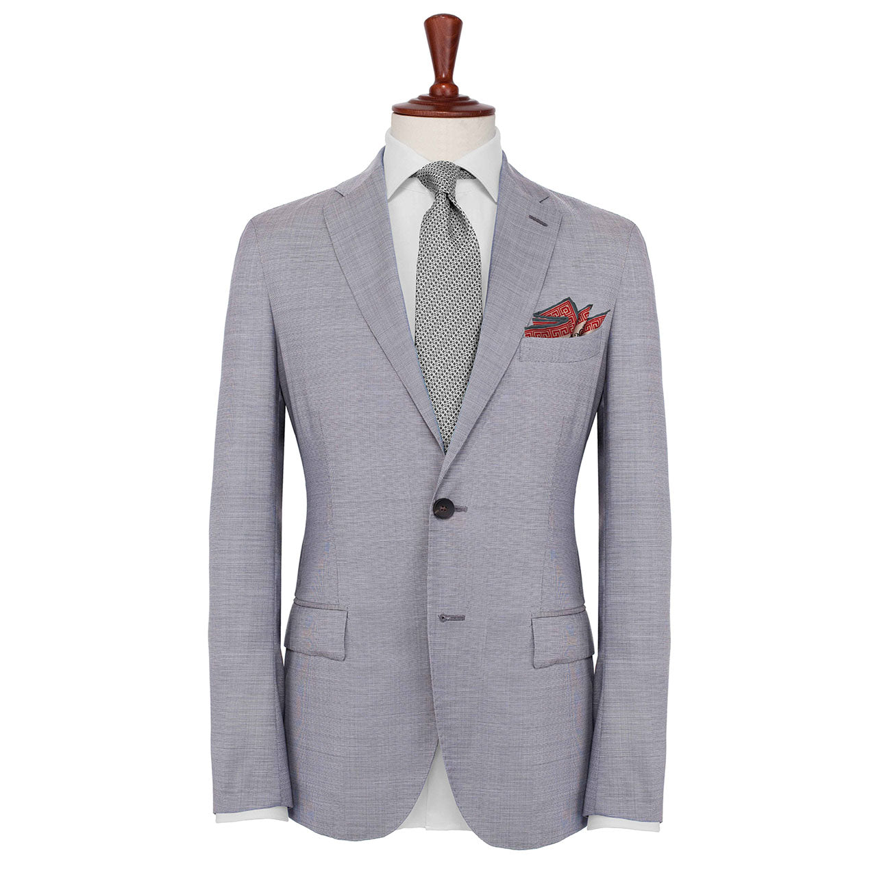 Peacock Paradise Light Bluish Grey Pocket Square