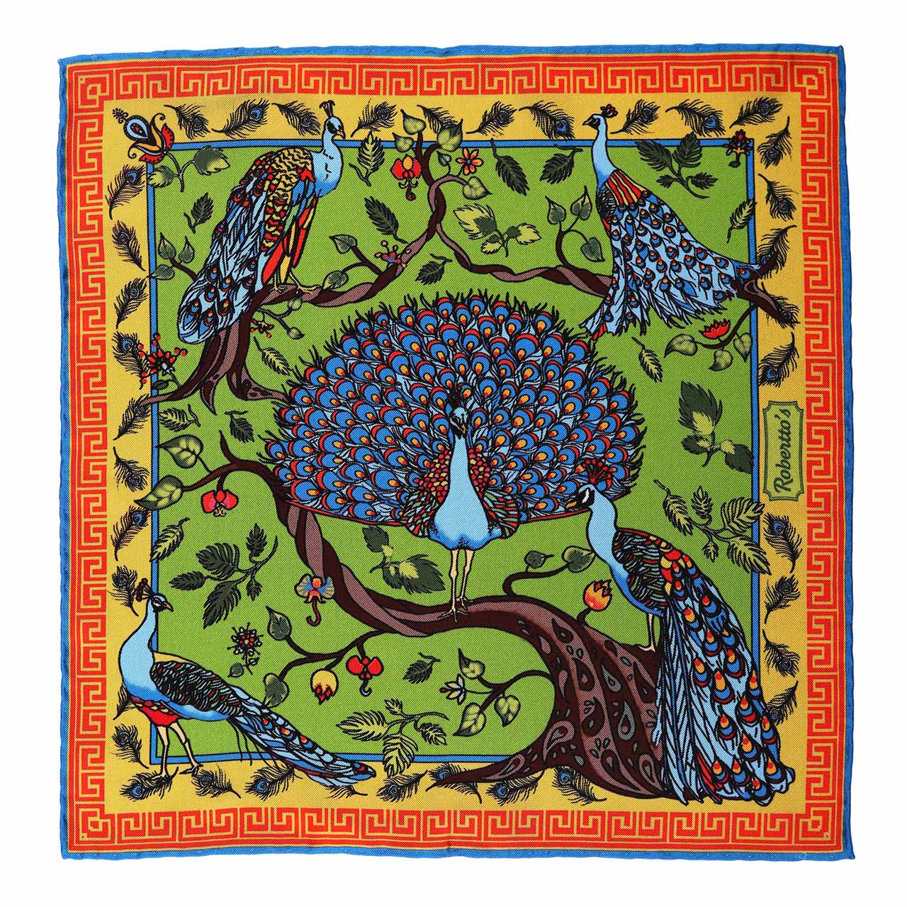 Peacock Paradise Parakeet Green Pocket Square
