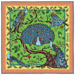 Peacock Paradise Parakeet Green Pocket Square