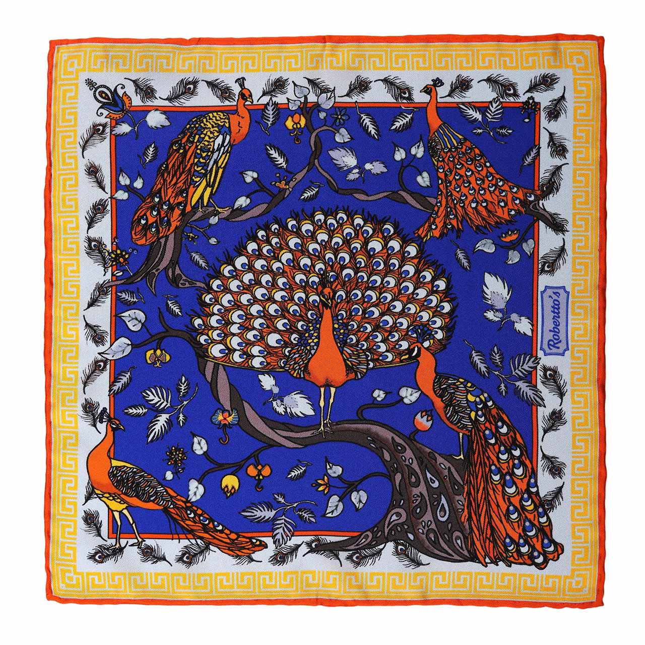 Peacock Paradise Dark Slate Blue Pocket Square