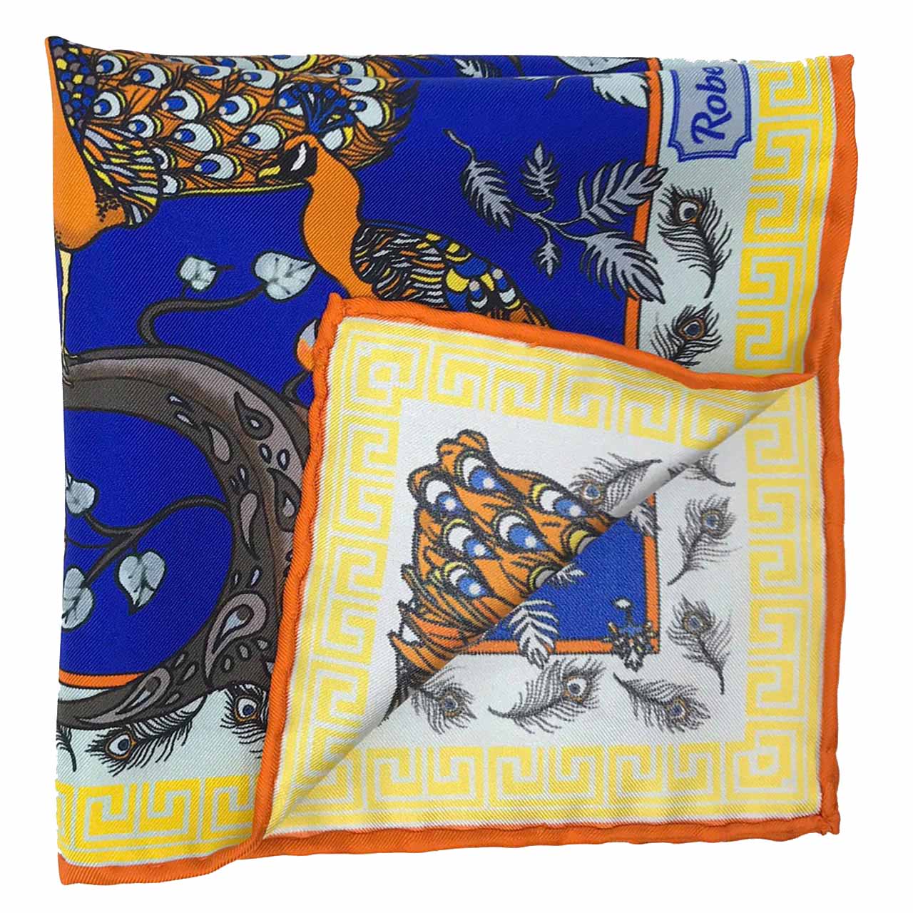 Peacock Paradise Dark Slate Blue Pocket Square