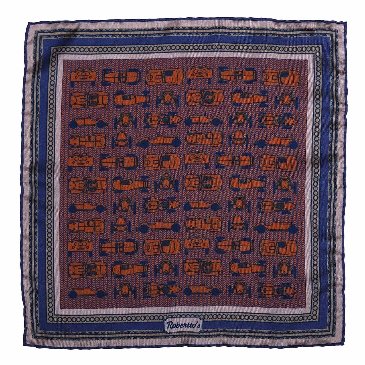 Racing Allegory Purple Blue and Apricot Pocket Square