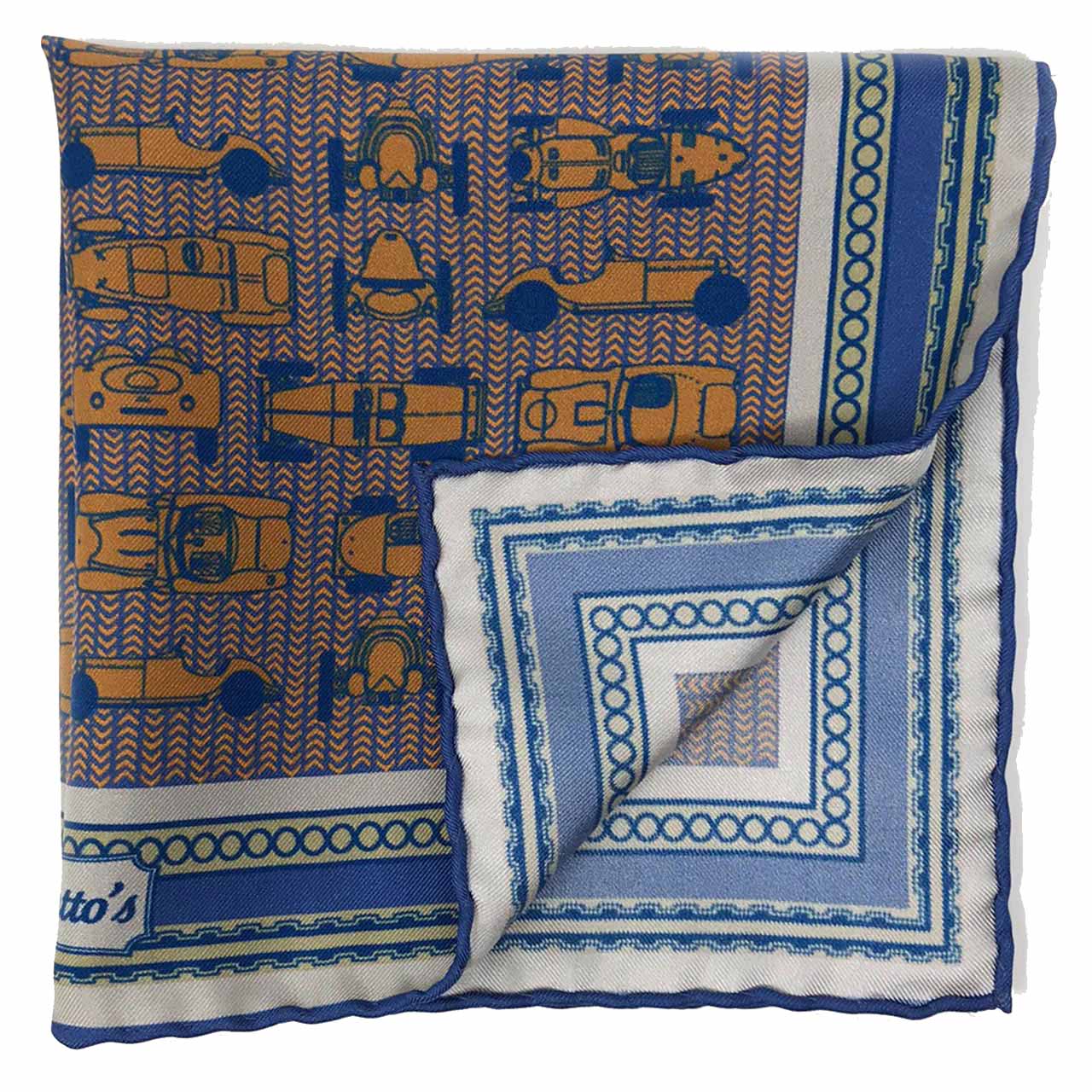 Racing Allegory Purple Blue and Apricot Pocket Square