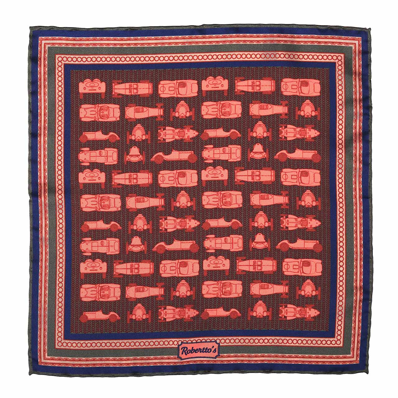 Racing Allegory Salmon and Reddish Brown Pocket Square