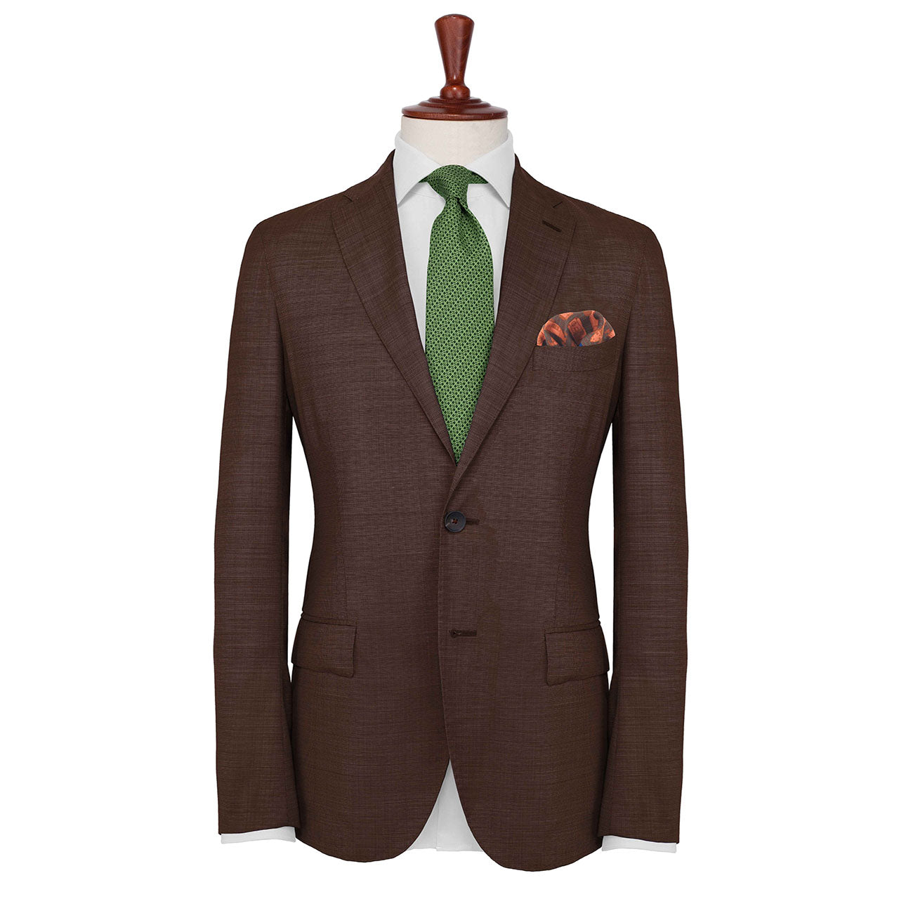 Racing Allegory Salmon and Reddish Brown Pocket Square