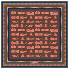 Racing Allegory Salmon and Reddish Brown Pocket Square