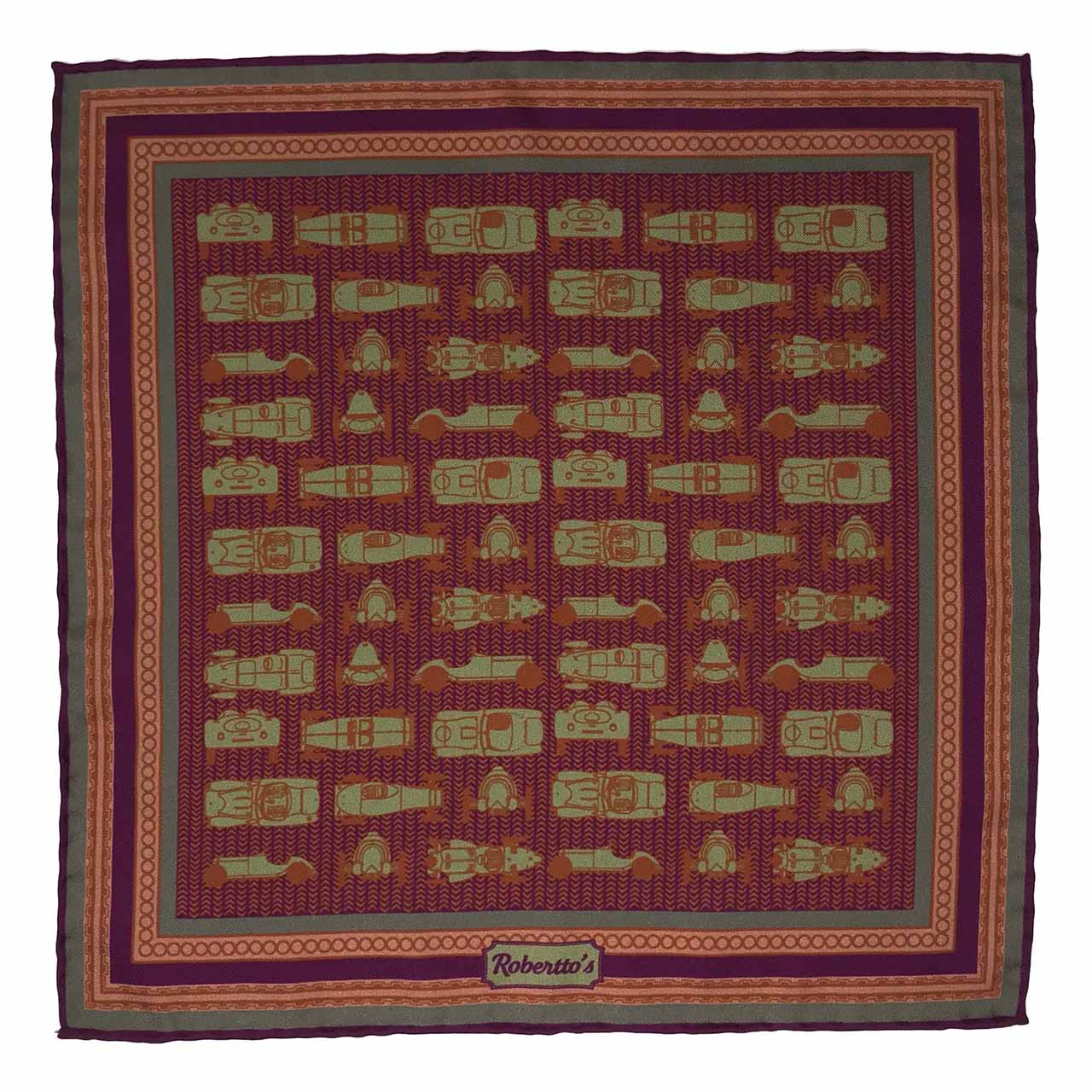Racing Allegory Pistachio Green and Brick Pocket Square