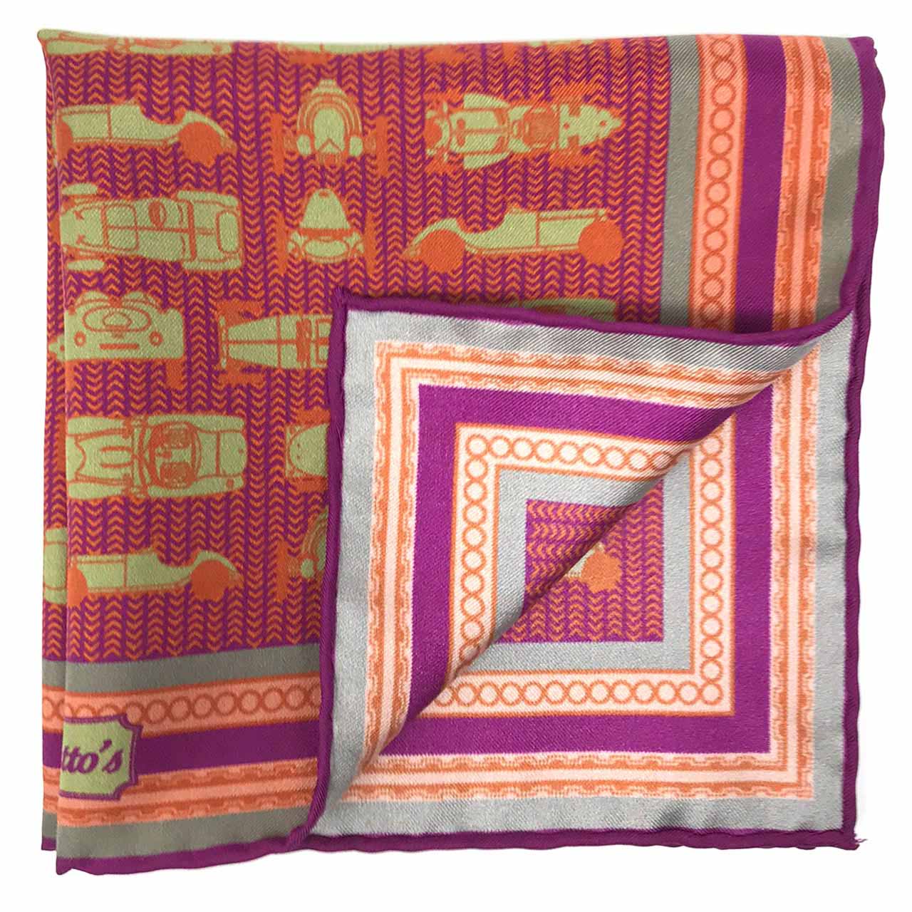 Racing Allegory Pistachio Green and Brick Pocket Square