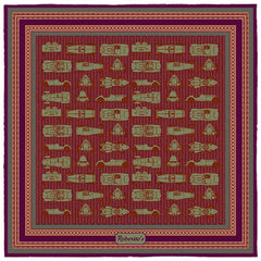 Racing Allegory Pistachio Green and Brick Pocket Square