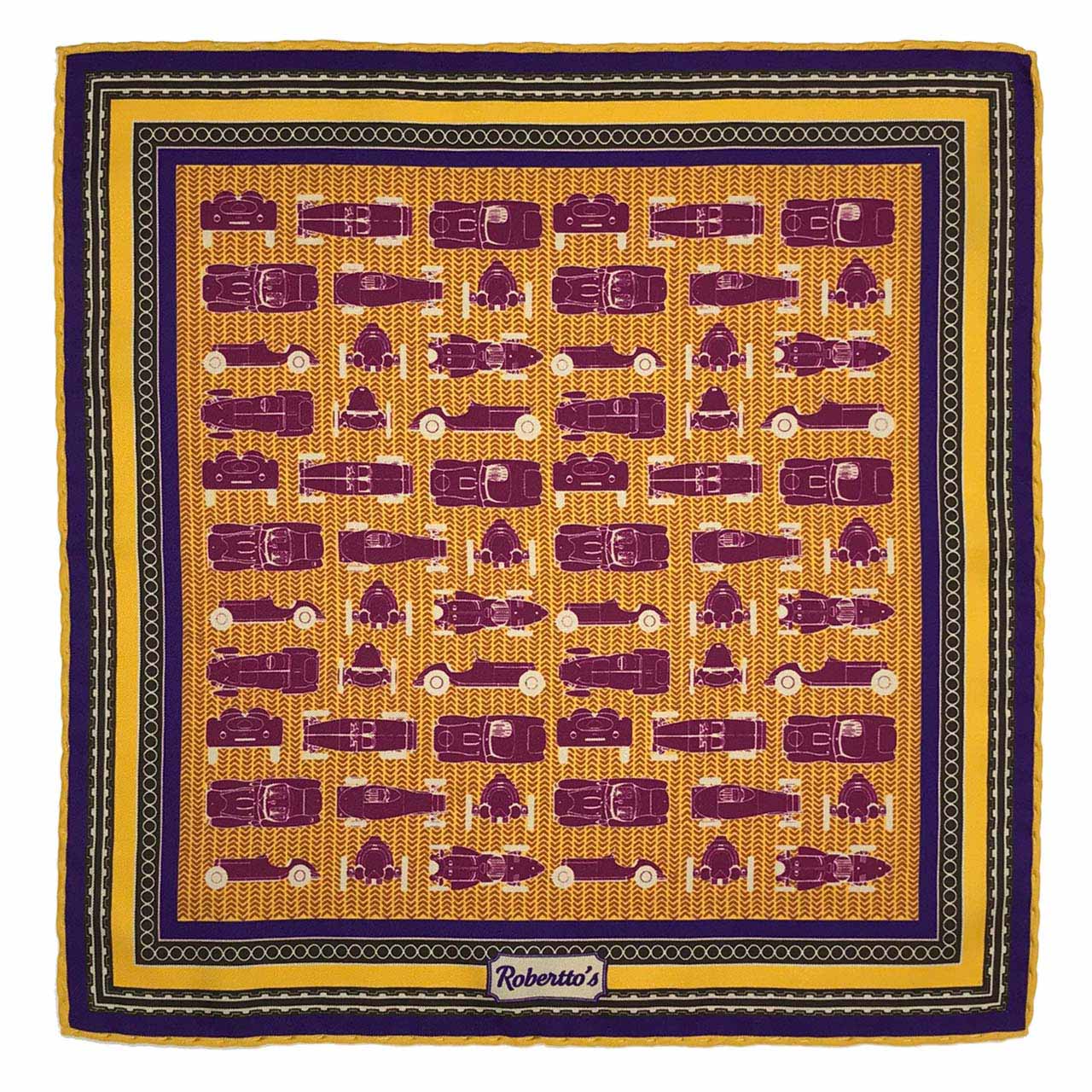 Racing Allegory Ivory and Grape Pocket Square