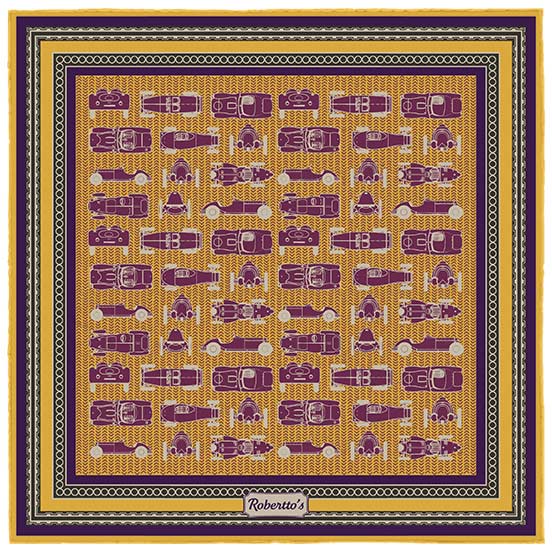 Racing Allegory Ivory and Grape Pocket Square