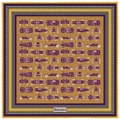 Racing Allegory Ivory and Grape Pocket Square